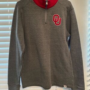 Fanatics Gray and Red Zip-Up Sweater